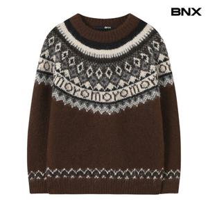 [BNX] 나그랑 레터링 패턴 긴팔 울 니트 (BX4KP021L0)