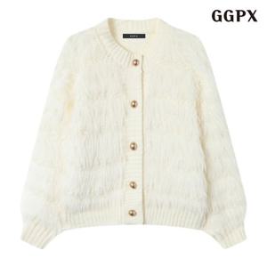[GGPX] 블링 골드 버튼 퍼 니트 긴팔 가디건 (GPDCK034D)
