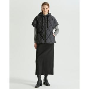 닥스 여성 25FW 블랙 케이프 허리스트링 후드 퀼팅 베스트 구스다운 DLJU5D001BK