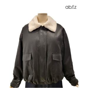 [에이비에프지]화이트 퍼 디테일 점퍼스타일 라이더 재킷 APA1HL01A