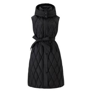 [탱커스]다이아 퀼팅 후드 벨티드 롱 베스트 점퍼 (TX4JP004L0)