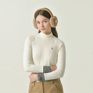 [헤지스골프]아이보리 여성 기모 하이넥 라글란 절개선 티셔츠(HWTS5D711IV)