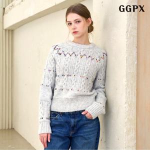 [GGPX] 라운드넥 멀티 패턴 꽈배기 울 니트 (GPDKT043D)