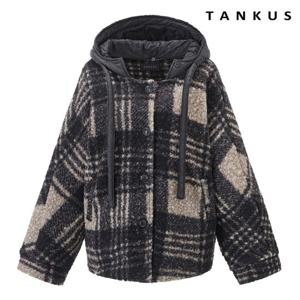 [탱커스] 패딩 후드 레이어드 체크 누빔 부클 자켓 (TX4JK029L0)