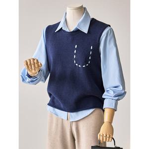 [커스텀에이블]포켓 니트조끼 레이어드 셔츠_T2601BL001A