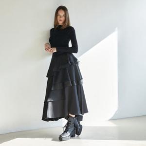 [에고이스트] ER4WS263 언발란스 롱 티어드 스커트 (25년 겨울)