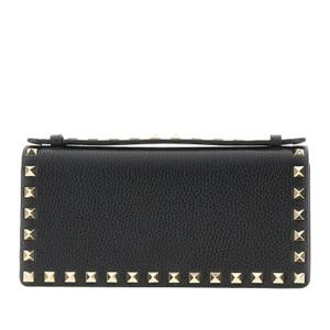 발렌티노 스터드 보더 플랩 가죽 지갑 8W2P0AK2 VSH 0NO