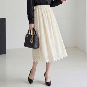 [모리스커밍홈] 레이어드 레이스 밴딩 롱스커트_M2601SK002A