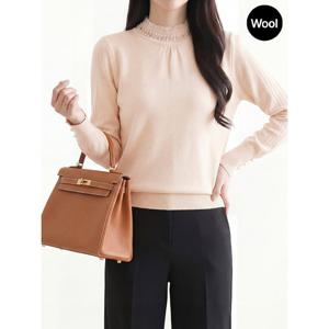 [모리스커밍홈]주름 진주 반목 울 니트_M2601KN003A