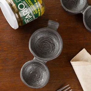 이천도자기 돌비 블랙 쌍초장기 종지 17.5cm 식기 그릇 반찬기 플레이트