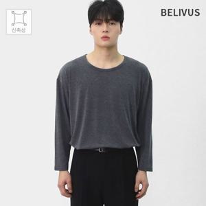 빌리버스 남성 베이직 하늘하늘 얇은 긴팔티셔츠 올데이 레이어드 유넥 넥바인딩 티셔츠 BAZ008