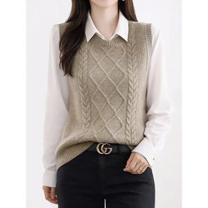 [모리스커밍홈]꽈배기 라운드 니트조끼_M2602KV603A