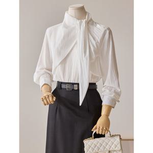 [커스텀에이블]모던 드레이프 타이넥 블라우스_T2602BL014A