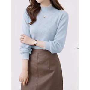 [모리스커밍홈]포인트 프릴 반목 긴팔 니트_M2602KN614A