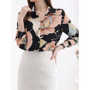 [모리스커밍홈]플라워패턴 실키 블라우스_M2602BL603A