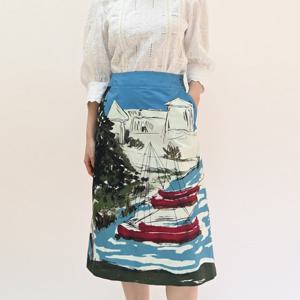 [비꼴리끄(여성)]코튼 프린트 A라인 스커트 B242WK3210