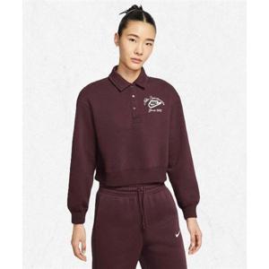나이키 NIKE 스포츠웨어 플리스 루즈 핏 풀오버 카라 탑 W - 버건디 크러시 IM7487-652 2477454