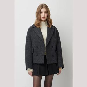 [시슬리]퀸 헤링본 더블 하프 코트 SACT48561