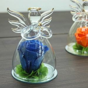 [더봄/프리저브드플라워] 장미를 품은 유리 천사 - 블루