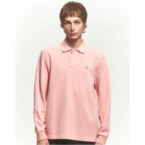 헤지스 남성 24FW 반값세일아이코닉 핑크 긴팔 피케 카라 티셔츠 HZTS4D431P1