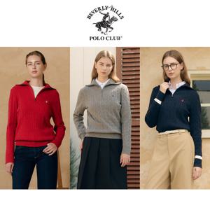 비버리힐즈폴로클럽 25FW 여성 울 블렌디드 반집업 니트 3종