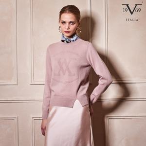 V19.69 ITALIA 스텔라 글리터 빅심볼 울 니트탑