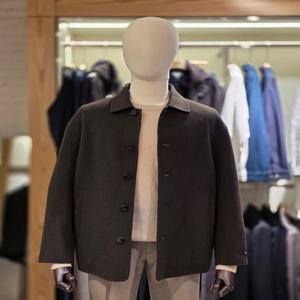 지이크 가을/겨울 핸드메이드 다크 브라운 울 쎄미 오버 하프 코트 PJEAX4026 BR