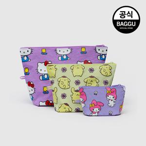 BAGGU 바쿠 고 파우치 셋 헬로키티 앤 프렌즈 플로럴