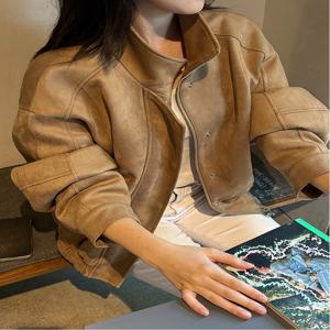 올리브데올리브 (OE5AJ874) 오버핏 스웨이드 블루종 점퍼