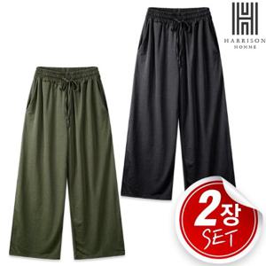 [해리슨] 2SET SS 간편하게 입기좋은 아이스 끈 와이드 밴딩 바지 WMD1109