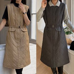 [H2.모데나 ] ★신상특가50%인하 ★ 누빔 오픈형 원피스 (벨트포함)