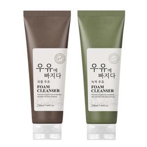 우유에빠지다 대용량 폼클렌징 220ml 2개 / 곡물 녹차 부드러운 거품세안