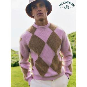 [맥케이슨]남성 아가일 앙고라 퍼 포인트 스웨터 핑크 MCM4ST755PNK