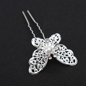 [에이치플러스몰]진주 나비 뒤꽂이 올림머리 헤어 한복 장식 헤어핀