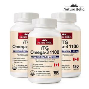 네이처홀릭 캐나다 rTG 오메가3 1100 3병 총540캡슐 18개월분