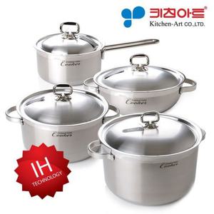 키친아트 인덕션 쿠커 스텐냄비 4종세트C 18편+24양+24전+28곰