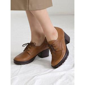 [카멜브라운]지쎄수제화 클래시크 청키 로퍼힐