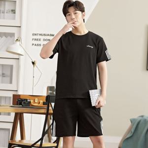 트리든 블랙 남성 반팔 잠옷 파자마 세트 남자 신상 홈웨어 빅사이즈