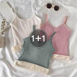 따뜻한 기모 나시 탑 1+1 발열 겨울 끈나시 민소매 보온 여성 이너 내의 여자 속옷 융나시