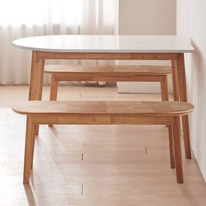 이노센트 래밍 반원 고무나무 원목 벤치 의자 i103724