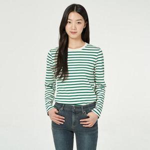 [잠뱅이]여성) 선염 스트라이프 긴팔 티셔츠(세미오버핏)_DN3WTS564-GR
