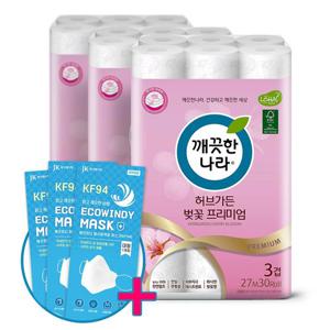 깨) 벚꽃 프리미엄 화장지 27m 30롤 3팩 +윈디3매