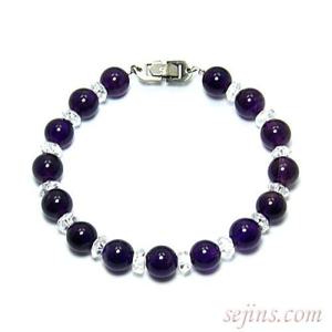 2월탄생석 천연석 자수정 비드 행운석 팔찌 SB-029