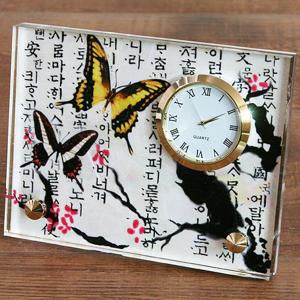 [박씨상방] 고급나전 탁상용 매화나비시계