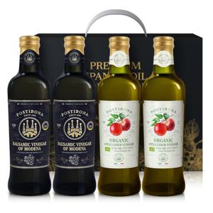 [선물포장]포스티보나 모데나 발사믹 500ml2병 + 유기농 애사비 500ml 2병