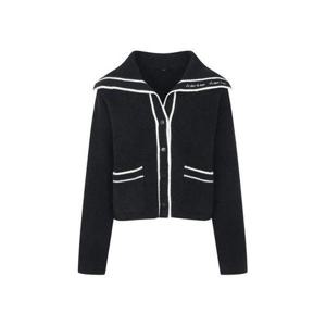 [르샵]넥 자수 카라 배색 가디건-LC42KC020