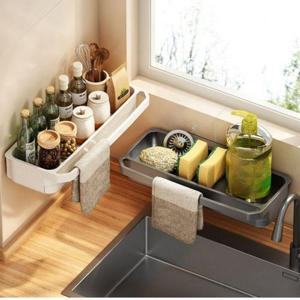 무타공 주방 설거지 수세미 세제 걸이 부착식 욕실 베란다 수납선반 WFL1BC9