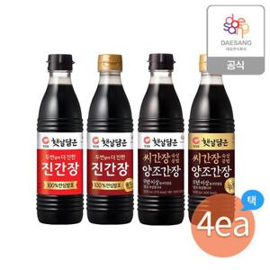 청정원 햇살담은 간장 500ml 4종(진간장, 양조간장) 4개 골라담기