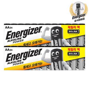 에너자이저 알카라인건전지 패밀리팩 AA 24입X2 (총48입)