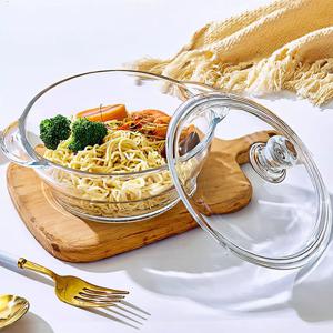 전자레인지 내열 유리용기 원형 1L 가열 냄비 찜기 강화유리 그릇 R589